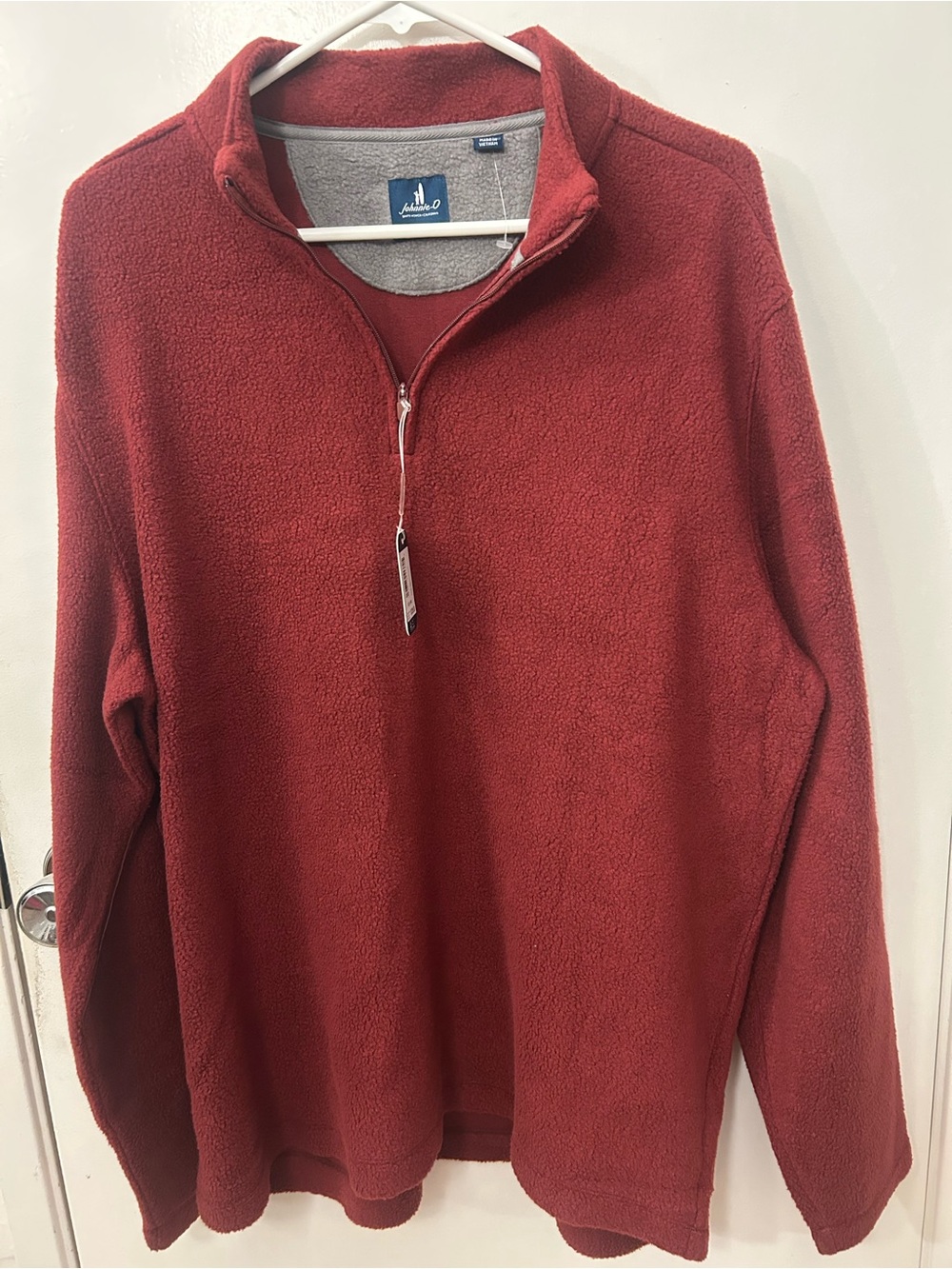 johnnie-O Men's Deep Red Quarter-Zip Fleece Pullover